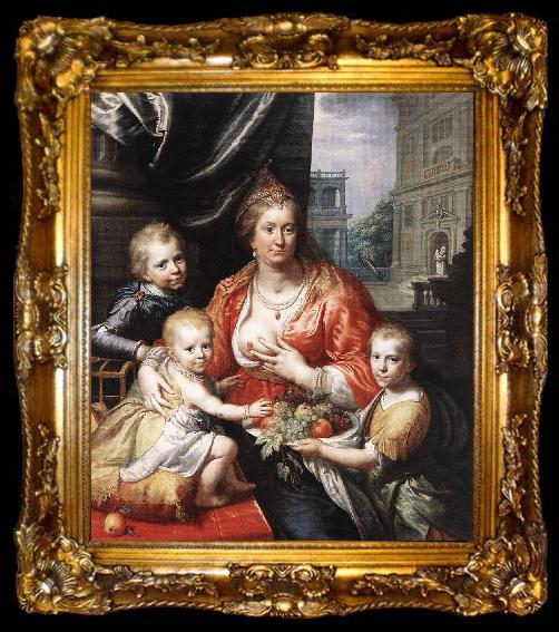 framed  MOREELSE, Paulus Sophia Hedwig, Countess of Nassau Dietz, with her Three Sons sg, ta009-2